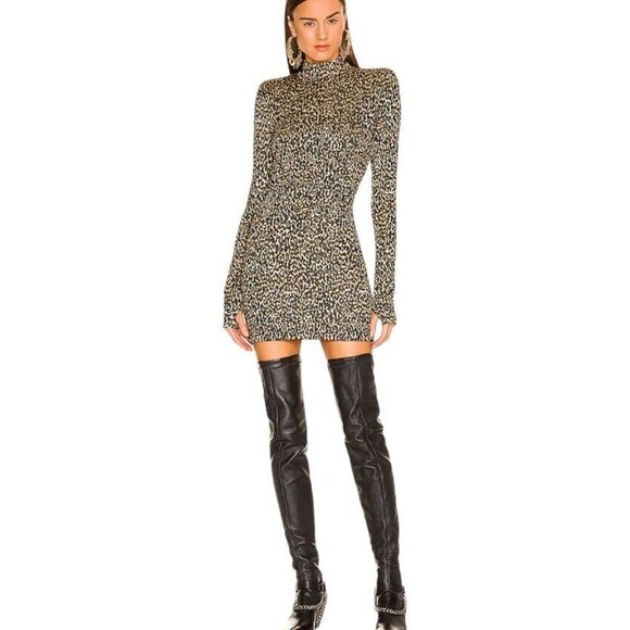Dundas X Revolve Rave Leopard Mini Dress Womens Small Zappa Black And Gold Party - Picture 1 of 9